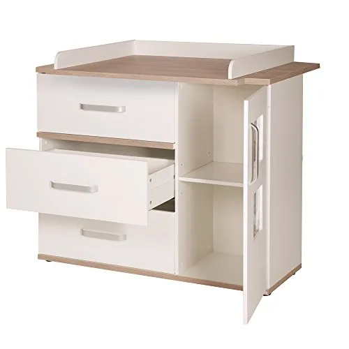 roba Wickelkommode 'Pia' mit Wickelansatz und 2 Bilderrahmen - Wickeltisch mit abnehmbarem Wickelansatz, rückenschonender Höhe von 94 cm und 2 Bilderrahmen für persönliche Akzente. Ideal für Babyzimmer und als mitwachsende Kommode.
