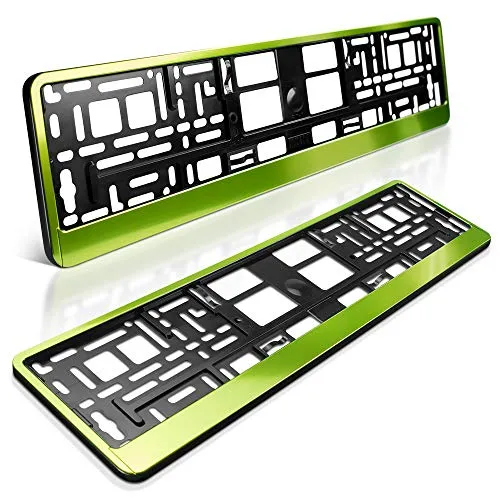 schildEVO 2 Kennzeichenhalter | HELL-GRÜN leicht gebürstet | Metallic Chrom Look Apfelgrün | Nummernschildhalter | Kennzeichen-Halterung | DHL-Versand