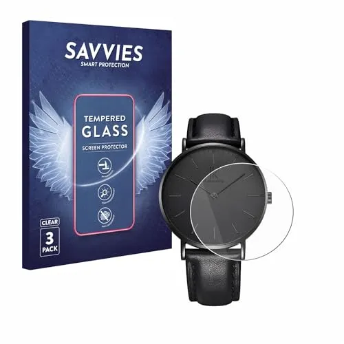 Savvies Panzer Schutz Glas für Alienwork IK Armbanduhr (36 mm) (3 Stück) 9H Hartglas, Anti-Fingerprint, Displayschutz