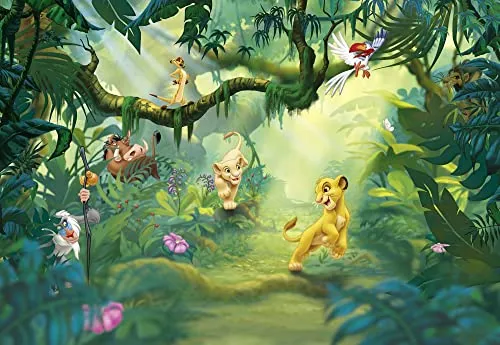Fototapete - Lion King Jungle - Größe 368 x 254 cm, Bunt