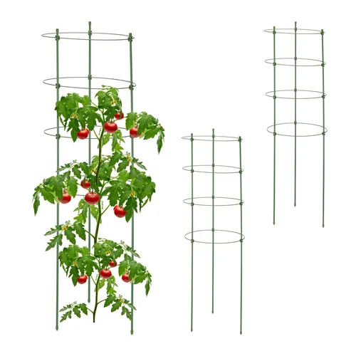 Tomatenturm Pflanzenturm Rankhilfe Ranksäule 3 Ringe grün Kletterhilfe 91 cm