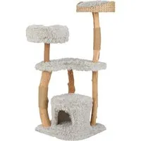 COSTWAY 124cm Kratzbaum Holz für Katzen - Stabiler Katzenbaum aus Massivholz mit einzigartigen Kratzpfosten und mehreren Ruhebereichen. Ideal für Spiel und Entspannung Ihrer Katze, schützt gleichzeitig Ihre Möbel.