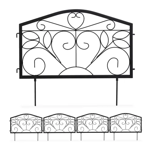 Beetzaun Beetumrandung Zierzaun – Antiker 8-teiliger Metallzaun - Gartenzäune aus robustem Eisen, ideal zur stilvollen Umrandung Ihrer Beete, Höhe 47 cm für perfekten Sichtschutz.