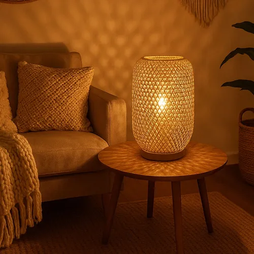 Stylische Stehleuchte Bambus Rattan, 810 Lumen, warmweiß - Stehleuchte aus natürlichem Bambus mit 810 Lumen. Ideal für ein gemütliches Wohnzimmerambiente und nachhaltig mit LED Leuchtmittel.
