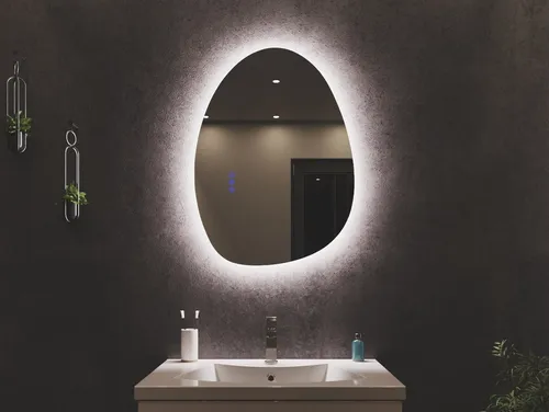Magnolia Home LED-Lichtspiegel Ovaler LED Spiegel 55x75cm mit Touch Bedienung, Wandhängend