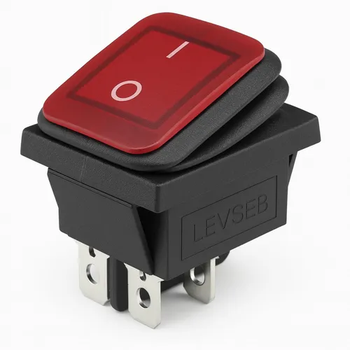 Wippschalter rot 4-Pin EIN/AUS 250 V 16 A IP67 wasserdicht beleuchtet LED