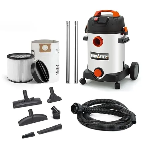Primaster Nass-Trockensauger Pro 25 SI 1800 W - Leistungsstarker Nass-Trockensauger mit 25 L Edelstahlbehälter, ideal für schnelle und gründliche Reinigung von trockenen und nassen Verschmutzungen.