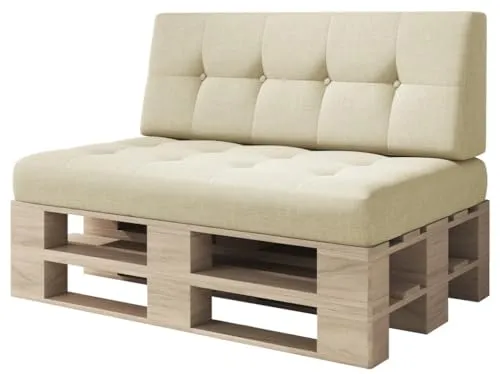 sunnypillow Palettenkissen 2er Set Ecru in beige von sunnypillow