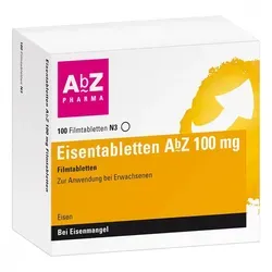 Eisentabletten Abz 100 mg Filmtabletten - Nahrungsergänzungsmittel zur Behandlung von Eisenmangelzuständen, unterstützt die Gesundheit und Vitalität bei Eisenmangel.