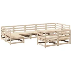 vidaXL 9-tlg. Garten-Sofagarnitur aus Kiefernholz - Braun - Entspanne stilvoll im Freien mit dieser modularen Garten-Sofagarnitur aus robustem Kiefernholz. Ideal für Garten und Terrasse, bietet sie Platz für Familie und Freunde und sorgt für eine einladende Atmosphäre.