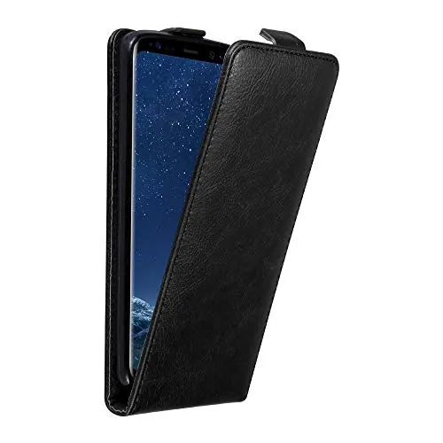 Cadorabo Hülle kompatibel mit Samsung Galaxy S8 Flip Design aus Premium Kunst Leder Flip Klappbare Stoßfeste Magnetische Cover Hülle für Galaxy S8 Tasche in Schwarz