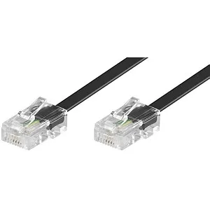Goobay 50256 ISDN Modularanschlusskabel - RJ45-Stecker (8P4C) zu RJ45-Stecker (8P4C), 6 m Flachkabel in Schwarz, flexibel und platzsparend