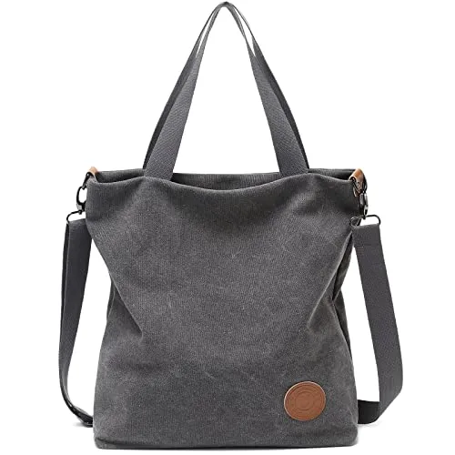 JANSBEN Damen Canvas Handtasche in grau von JANSBEN