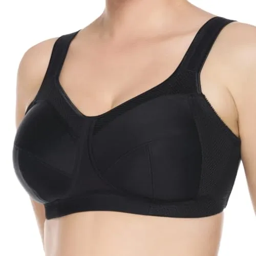 Ulla Dessous - Kate - Sport-BH ohne Bügel (95 D Schwarz) - Hochwertiger Sport-BH mit stützenden Cups und atmungsaktivem Material für optimalen Tragekomfort. Ergonomische, gepolsterte Träger und breites Unterbrustband sorgen für perfekten Halt bei sportlichen Aktivitäten.