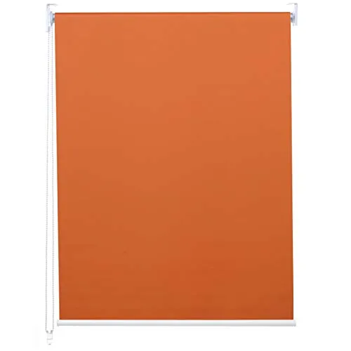 Rollo HWC-D52, 110x160cm orange - Fensterrollo für effektiven Sonnenschutz - Seitenzugrollo in lebhaftem Orange, bietet Sichtschutz und ist ideal für Wand- oder Deckenmontage. Mit Kindersicherung und stufenloser Bedienung für höchsten Komfort.