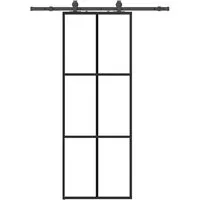 vidaXL Schiebetür mit Beschlag Schwarz 76x205 cm ESG-Glas - Zimmertüren aus robustem ESG-Glas mit pulverbeschichtetem Stahl für leises und sanftes Gleiten. Ideal für platzsparende Lösungen in modernen Wohnräumen.