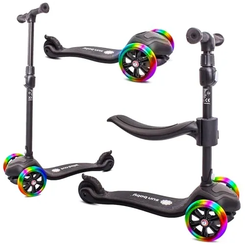 Kinder Roller Scooter Cityroller LED 3in1 - Vielseitiger Spaß für die Kleinsten - Roller, Dreirad und Laufrad in einem! Ideal für Kinder von 3-7 Jahren, fördert die Motorik und sorgt für sicheren Fahrspaß.