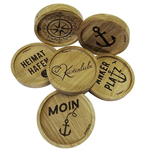 Maritime Untersetzer aus Holz versch. Motive (Ankerplatz)