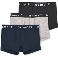 Name It Boxer NKMBOXER für Jungen mit Stretchbund und bequemem Sitz (Packung, 3-St) eng, Jersey, Logoschriftzug, angesetztes Bündchen schwarz 134/140