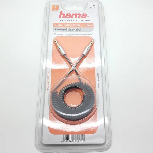 HAMA 00093775 AUX Spiralkabel 3,5mm Klinke Stereo Stecker Stecker