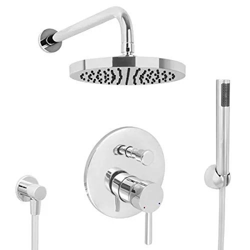 Welfenstein Unterputz Set 6 für Duschen rund Regenbrause 20cm Unterputzarmatur