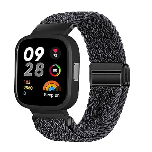 Nylon Armband für Xiaomi Redmi Watch 2 Lite Armband Magnetisch Armbänder Ersatzarmband Solo Loop Elastisches Verstellbares Armband mit Redmi Watch 2 Lite Sportarmband (11,Watch)
