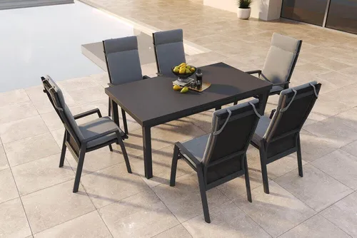 Siena Garden Garten-Essgruppe - Stilvolle Garten-Essgruppe für bis zu 8 Personen mit ausziehbarem Tisch und verstellbaren Sesseln. Hochwertige Materialien und elegantes Design für gesellige Stunden im Freien.