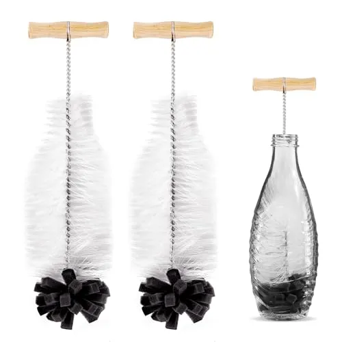 2er-Pack Flaschenbürsten für SodaStream Glasflaschen, Super Reinigungskraft zum Entfernen hartnäckiger Verschmutzungen, Geeignet für Glaswasserflaschen, Limoflaschen, Babyflaschen