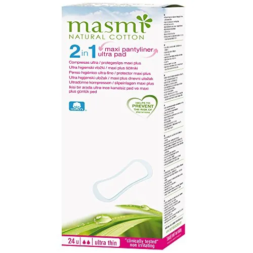MASMI NATURAL COTTON Bio Slipeinlagen Maxi extra lang (24 Stück)