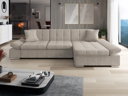 Mirjan24 Ecksofa Hellbraun, 5-Sitzer mit Schlaffunktion und Bettkasten - Gemütliches Ecksofa mit Ottomane rechts, ideal für Wohnzimmer. Ausziehbar mit großzügiger Schlaffläche und praktischem Bettkasten. Hoher Komfort durch hochwertige Materialien und einfache Montage.