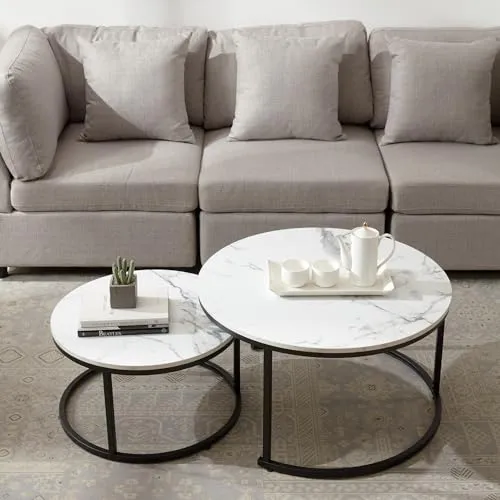 homeguru 2-in-1 Satztisch Set mit runden Beistelltischen von homeguru