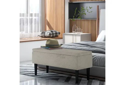 HOMCOM Sitzbank mit Stauraum - Sitzbänke & -truhen: Stilvolle Polsterbank in Samtoptik mit verstecktem Stauraum und hoher Belastbarkeit von 120 kg – ideal für Wohnzimmer oder Schlafzimmer.