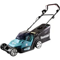 Makita DLM 432 PF2 Akku Rasenmäher 36 V - Akku Rasenmäher mit 43 cm Schnittbreite, leistungsstarkem Brushless-Motor und inklusive 2x 3,0 Ah Akkus für kabelloses Mähen ohne Unterbrechung.