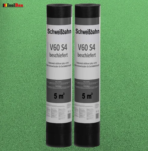 Schweißbahn V60 S4 beschiefert GRÜN 2 x 5m² Bitumenbahn Schweissbahn Dachpappe