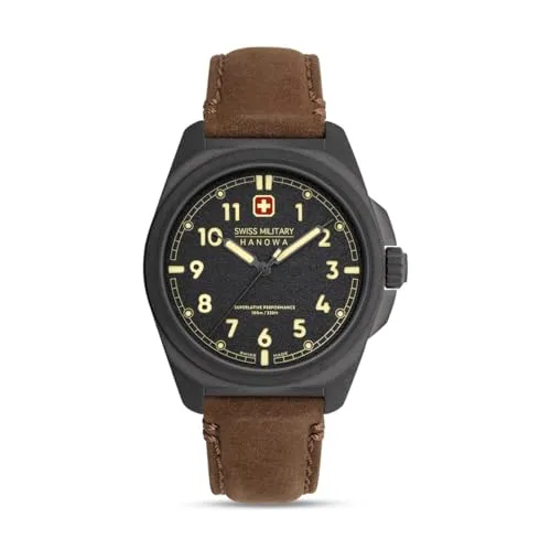 Swiss Military Hanowa SMWGA0003940 Fieldmaster Herrenuhr - Armbanduhr für Herren mit hochwertigem Swiss Ronda Quarzwerk, Saphirglas und 10 Bar Wasserschutz, ideal für den Alltag und Outdoor-Aktivitäten.