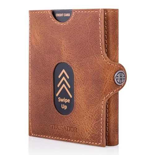 TRUSADOR Slim Wallet Valencia I Mini Geldbörse mit RFID Schutz - Kompakte Geldbörse für Herren und Damen, bietet Platz für 8 Karten und verfügt über ein praktisches Münzfach. Ideal für den täglichen Einsatz und sicheren Schutz Ihrer Karten.