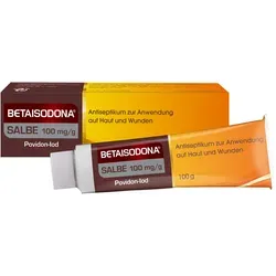 Betaisodona Salbe 100 G - Arzneimittel zur antiseptischen Wundbehandlung, ideal für Druckgeschwüre und oberflächliche Wunden. Enthält 100 mg/g Povidon-Iod für effektive Keimtötung.
