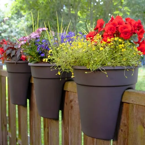 NYVI Blumenkasten Flowerclip 3er Set Anthrazit - Blumenkästen für Balkongeländer aus recyceltem Kunststoff, wetterfest und pflegeleicht – ideal für ein blühendes Balkonparadies!