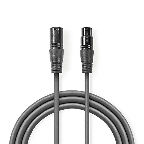 NEDIS DMX-Adapterkabel | XLR 3-Pin Stecker | XLR 3-Pin Buchse | Vernickelt | rund | PVC | Dunkelgrau | Kartonhülle 0.50 m 0.50 m