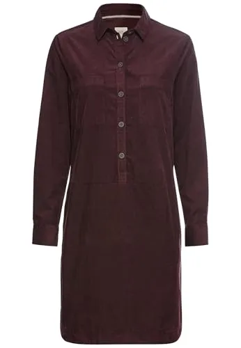 camel active Damen Cordkleid aus Reiner Baumwolle Dunkelrot - Freizeitkleid im Regular Fit mit Knopfleiste und praktischen Brusttaschen, ideal für lässige Freizeitlooks und bequemes Tragen.
