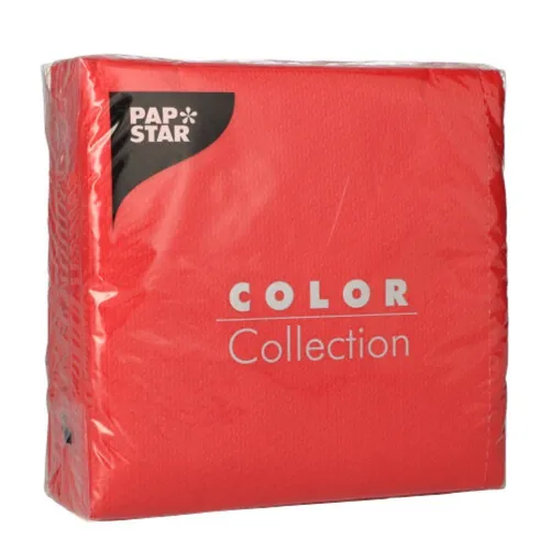 PAPSTAR Papierserviette 100 Servietten, 1-lagig 1/4-Falz 33 cm x 33 cm rot