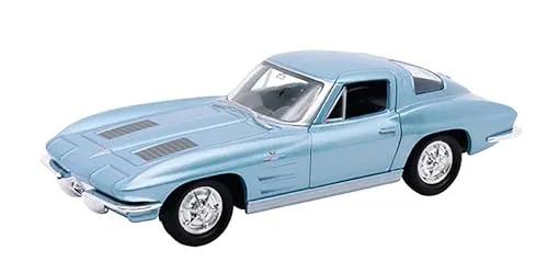 Toi-Toys Chevrolet Corvette 1963 Modellauto aus Metall Modell Auto Spielzeugauto 4-Varianten 94 (Hellblau-Metallic)