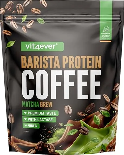 Barista Whey - Matcha, 908 g - Sportnahrung mit 20,6 g hochwertigem Protein pro Portion und 80 mg Koffein. Ideal für einen energiereichen Start in den Tag oder als Pre-Workout-Booster, perfekt für Sportler und Kaffee-Liebhaber.