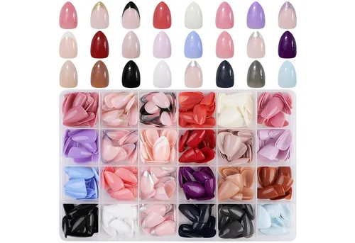 LuxusKollektion Kunstfingernägel 24er Pack Mandel Nägel Zum Aufkleben Press on Nails Set Glossy