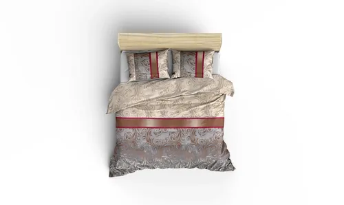Doppelbettbezug Set 65% Baumwolle & 35% Polyester - Elegantes Bettwäsche-Set in Creme, Beige, Grau und Bordeauxrot, maschinenwaschbar bei 30 °C, ideal für gemütliche Nächte und einfache Pflege.