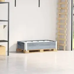 vidaXL Paletten-Aufsatzrahmen Grau 100x50 cm aus massivem Kiefernholz - Praktischer Aufsatzrahmen für Paletten zur sicheren Lagerung und Transport. Robustes Kiefernholz, stapelbar und faltbar für platzsparenden Transport. Ideal für vielseitige Anwendungen im Garten oder Lager.