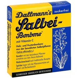 Dallmann's Salbeibonbons zuckerfrei - Zuckerfreie Hals- und Hustenbonbons mit Salbeigeschmack, stärken das Immunsystem durch Vitamin C und sind ideal für Diabetiker. Beruhigen gereizte Atemwege und fördern die Genesung.