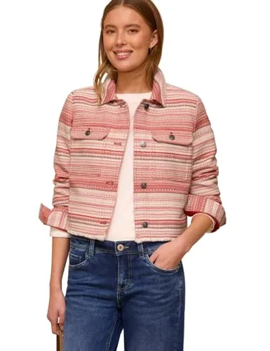 Street One Studio Bouclé Jacke mit Streifen in Torch Red 42