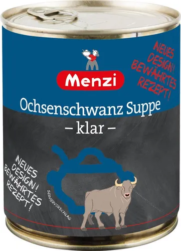 Menzi Fertiggericht, Menzi Ochsenschwanz Suppe klar mit Sherry und Kräutern 800ml