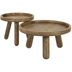 Couchtisch 2er-Set Mantres aus Mangoholz, modern rund, Ø 60/80 cm - Vielseitiges 2er-Set aus handgefertigtem Mangoholz für ein stilvolles Wohnambiente. Die verschiedenen Größen ermöglichen flexible Nutzung und setzen natürliche Akzente in jedem Raum.